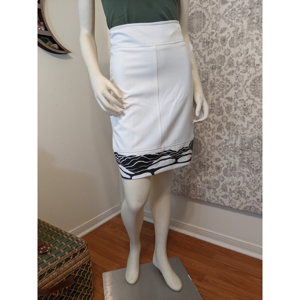 Save the Queen White Black Graphic Logo Mini Skirt